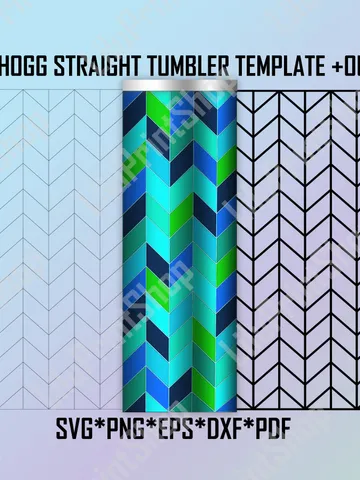 Tangram Tumbler Template for Hogg tumbler SVG Template + outline 30oz Chevron Pattern straight Hogg tangram template svg 30 oz cut file SVG $2.36