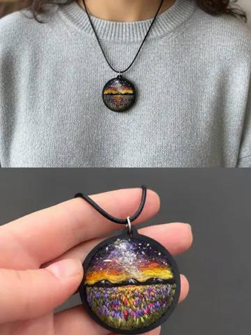 Miniature landscape painting, art pendant $125.00