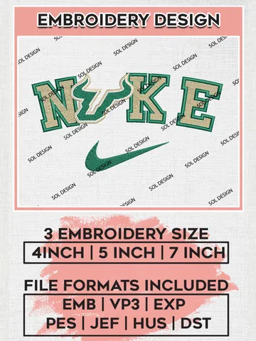 Nike South Florida Bulls Machine Embroidery Design, NCAA South Florida Bulls Embroidery Design Design files, NCAA Embroidery Designs, NCAA Machine Embroidery Designs, Digital Download $6.99