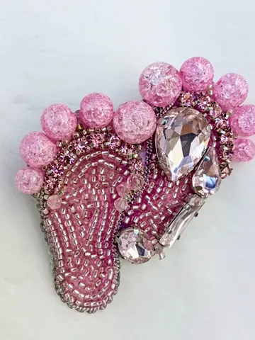 Beaded pink rhinestone heels brooch for women, newborn baby girl gift, new mom gift, nurse gifts, obgyn gift $62.00