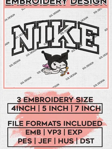 Nike Kuromi Love Embroidery Designs, Kuromi Character Embroidery Files, Hello Kitty Machine Embroidery Pattern, Digital Download EMB_ANIME_146
