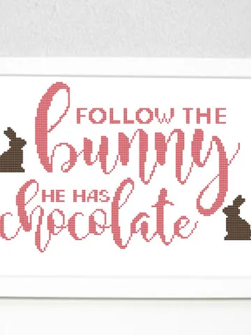 Easter cross stitch pattern bunny Follow the bunny cross stitch pdf Lettering xstitch Rabbit silhouette cross stitch calligraphy simple