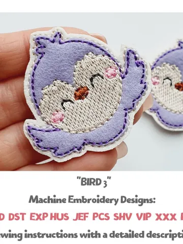 ITH Felt Birdie Embroidery Design Applique, Mini Bird Felties Pattern for Crafts, 4x4 Hoop DIY Project File