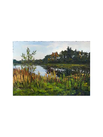 Forest Pond Painting 8,5x12" Summer Landscape ORIGINAL ART Impressionist Artwork hand painted by artist Marina Chuchko $195.00