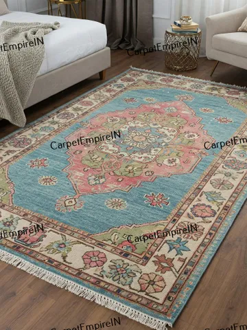 Exquisite Blue Modern Oushak Hand Knotted Rug 4x6, 5x8, 6x9, 8x10, 9x12, 10x14 ft Handmade Rugs for Living Room - Antique Contemporary rug. $567.80