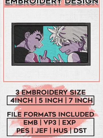 Gon And Killua Embroidery Files, Anime Inspired Embroidery Design, Machine Embroidery Digital Download EMB_ANIME_233 $6.99