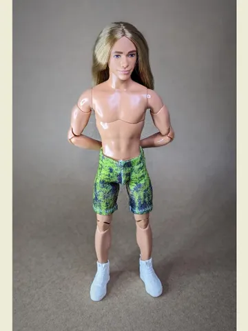 Natural printed elastic shorts for for 12 inch fashion male dolls $6.00