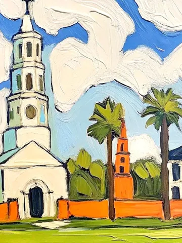 Charleston Oil Painting St. Michael's Church Original Fine Art South Carolina Impasto Artwork Travel Gifts by ArtProkopaloSv $180.00