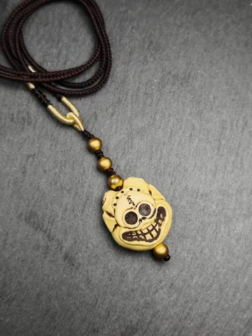 Gandhanra Vintage Tibetan Amulet,Unique Citipati Skull Pendant,Made of Celluloid,Protective Charm,Spiritual Gift