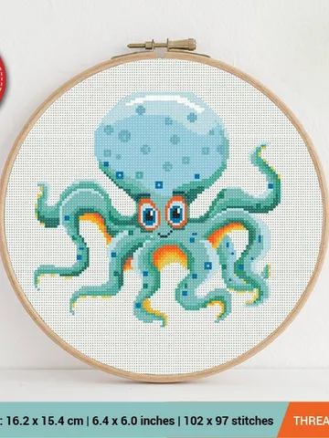Octopus Cross stitch pattern | Embroidery Pattern | Instant Download | Embroidery Designs $5.94