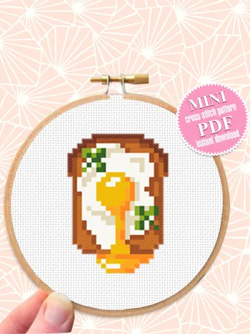 Egg sandwich small cross stitch pattern PDF Mini cross stitch chart, Minimalistic food cross stitch Instant download PDF, Kitchen decor #F12 $2.30