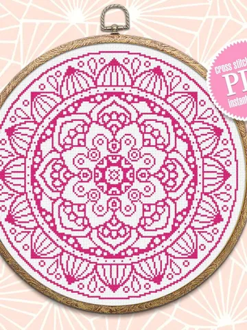 Monochrome mandala cross stitch pattern download PDF Easy mandala pattern digital PDF Circle cross stitch Floral ornament cross stitch #M72 $4.60
