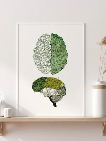 Watercolor poster "USE IT", green brain illustration $35.00