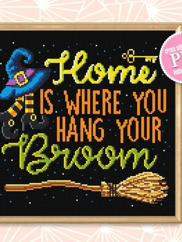Funny Halloween cross stitch pattern download PDF Modern quote cross stitch chart, Happy Halloween embroidery beginners Home sweet home #H23 $4.60