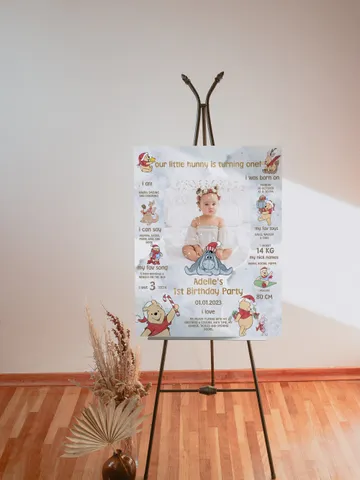 Classic Winnie Pooh Milestone Board Baby Birthday;Baby Birthday Milestone Board; Greenery Baby Birthday; Honey Bear; Winnie Pooh xpooh1 $11.62