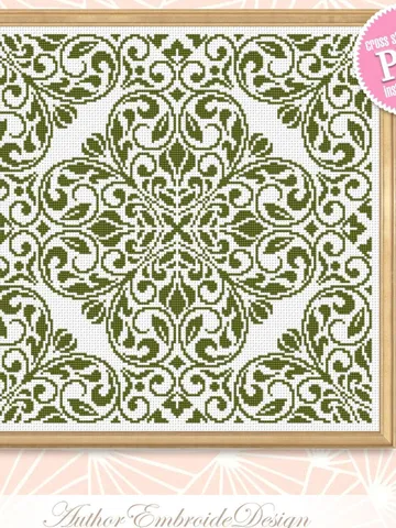 Floral mandala cross stitch pattern PDF download, Square ornament cross stitch chart, Simple mandala pattern digital PDF, Home decor #M205 $4.60