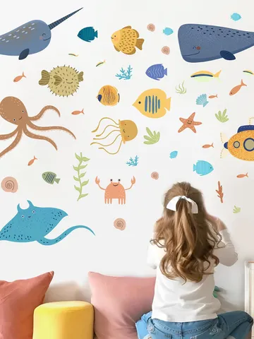 Fish Wall Decal Set Ocean House decor Underwater Bathroom Kids Stickers el10 $51.99