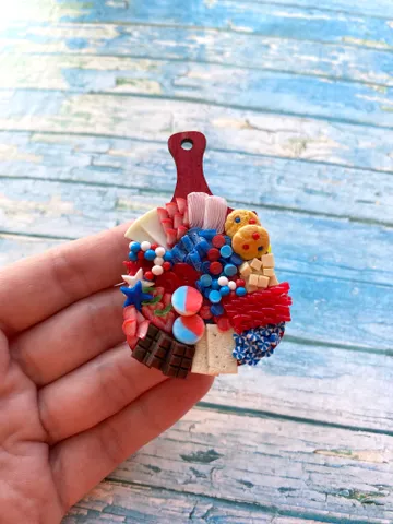 Magnet Miniature 4th July Charcuterie board with Polymer Clay Souvenir $20.00