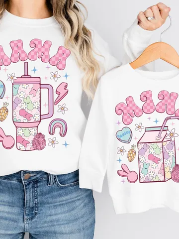 Mama Mini Matching Easter png, Easter Day Png ,Retro Easter Peeps, Mama Mini Easter Png, Matching Easter Shirts, Stanly Milk Bottle Bougie $3.34