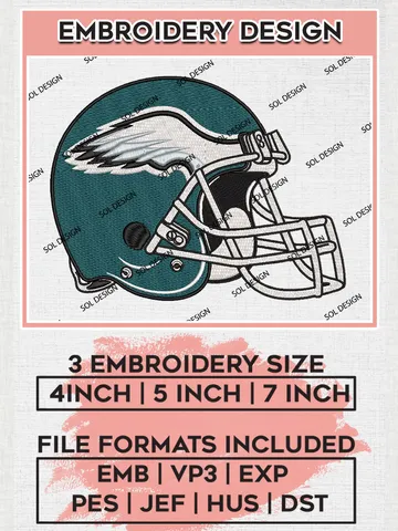 NFL Philadelphia Eagles Helmet Embroidery Design Files, NFL Eagles, NFL Logo Embroidery Files, NFL Philadelphia Eagles Machine Embroidery Design, Digital Download
