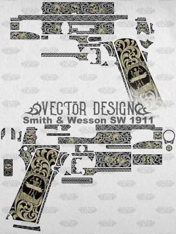 VECTOR DESIGN Smith & Wesson SW 1911 Scrolls and skulls $130.00