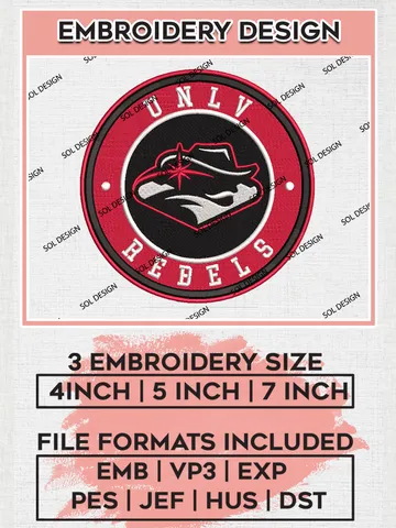 NCAA UNLV Rebels Round Logo Embroidery, NCAA UNLV Rebels Logo Embroidery files, NCAA Teams, Machine embroidery designs, Digital Download $6.99