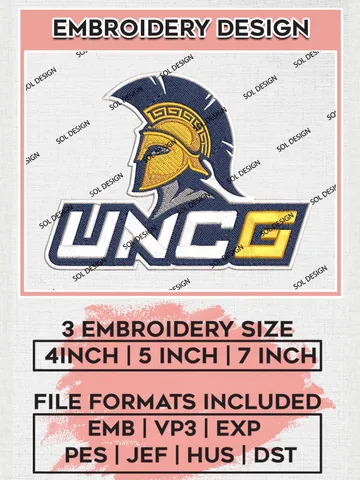 UNC Greensboro Spartans Logo Machine Embroidery Design, NCAA UNCG Spartans Embroidery Design Design files, NCAA Embroidery Designs, NCAA Machine Embroidery Designs, Digital Download