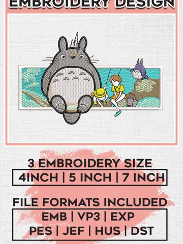 Totoro embroidery design,My Neighbor Totoro, Studio Ghibli embroidery, Anime Character Embroidery file, Digital download EMB_ANIME_222 $6.99