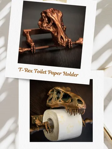 T-Rex Toilet Paper Holder 3D Printed - Bathroom accessories.