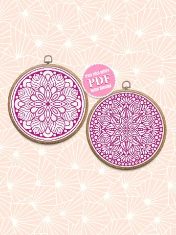 Mandala set cross stitch pattern download PDF Monochrome mandala cross stitch chart, Mandala circle pattern digital PDF, DIY Home decor #S17 $7.70