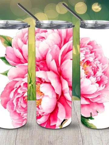 Pink Peony Tumbler Wrap PNG $2.00