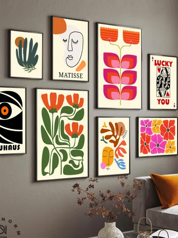 Matisse, Bauhaus, Flower Market, Abstract Line Face, Cat Wall Art, Canvas Painting, Posters And Prints, Pictures For Living Room, art print $4.15