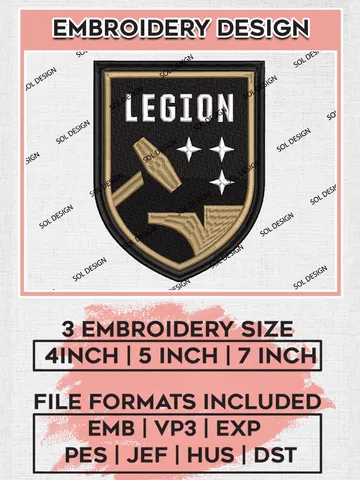 USLC Birmingham Legion FC Logo Embroidery Designs, USLC Birmingham Legion FC Embroidery Design, USLC Embroidery Design Files, USLC Logo, 3 sizes, Machine embroidery Files, Digital Download $6.99