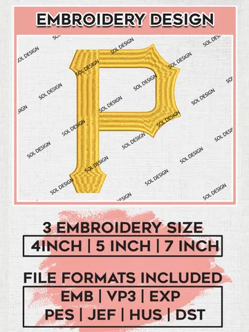 MLB Pittsburgh Pirates Team Wordmark Logo Embroidery Design, MLB Pittsburgh Pirates Embroidery files, Baseball Team, Pirates Design, Digital Download $6.99