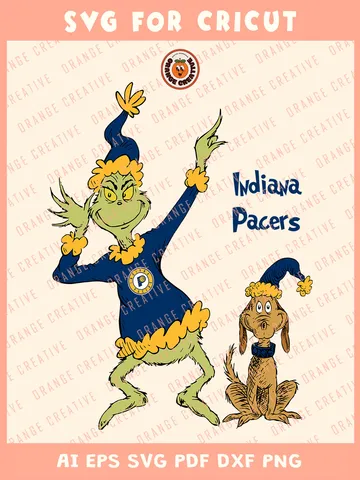 NBA Indiana Pacers x Grinch Svg Files, Grinch Svg Designs, NBA Indiana Pacers Team SVG for cricut, Basketball Team Svg Files for Cricut, Png, Dxf, Digital Download