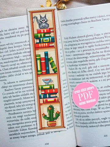 Modern bookmark cross stitch pattern digital PDF Handmade bookmark embroidery beginners Instant download Gift for book lover #B1 $4.40
