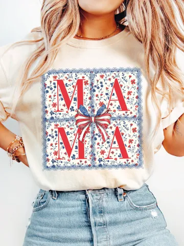 Retro Coquette Boho Mama PNG, 4th of July PNG, Fourth of July png, Bow Floral Mama Png, Sublimation, Digital Download, USA America Freedom $3.34