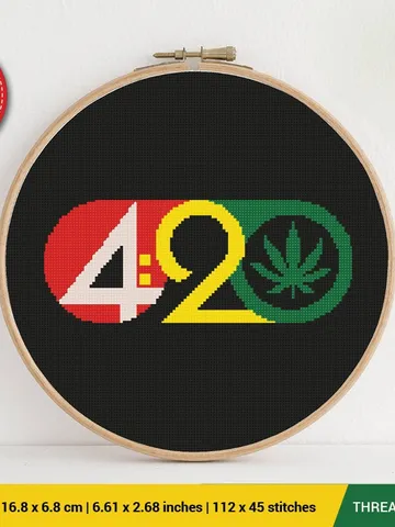 Four Twenty Weed Cross stitch pattern | Embroidery Pattern | Instant Download | Embroidery Designs $4.14