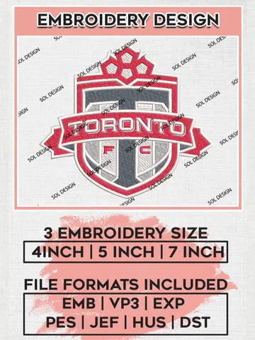 Toronto FC Logo Embroidery Design, MLS Embroidery files, Toronto FC MLS Teams, Toronto FC Football, Digital Download