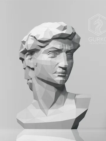 Bust of David (750 mm) Papercraft, Digital Template, PDF Download, Gurko, 3D Low Poly, Pepakura, DIY Origami Sculpture, Paper Decor, Gift $30.00
