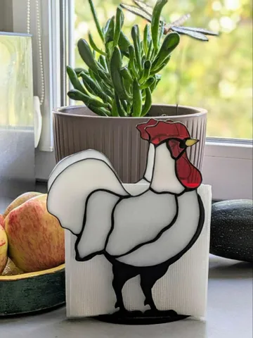Stained glass napkin holder, Tiffany glass rooster, rooster kitchen decor, handmade table accessory, farmhouse table accent, glass rooster ornament, rustic napkin stand, stained glass kitchen art, colorful glass table decor, rooster gift for home