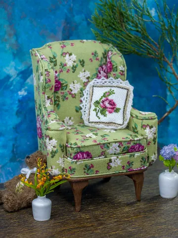 TUTORIAL Miniature Queen Anne wing chair | PDF + video