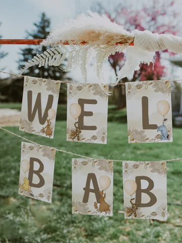 Welcome Baby Banner Winnie the Pooh Party; Winnie Pooh Baby Shower; Editable Welcome Banner; Baby Shower Party Decoration Pooh Wb12 $11.62