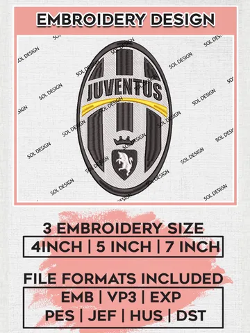Juventus Logo Embroidery Design, Serie A Embroidery files, Serie A HJuventus Teams, Football, Digital Download $6.99