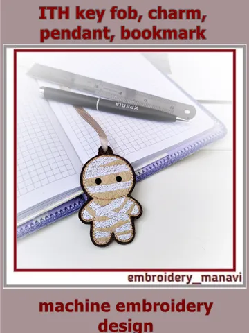 Little Mummy – Halloween In The Hoop Embroidery Tag Design from Embroidery Manavi 05 $3.50