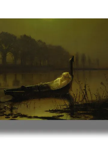 The Lady of Shalott. Dead beauty floating in a boat. $21.00