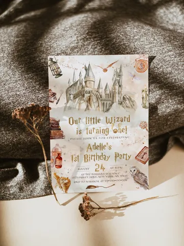 The Chosen One Invitation; Wizard Birthday Party; Magic School 1st Birthday Invitation Template; Editable Wizarding World Invitation; W7 $12.78