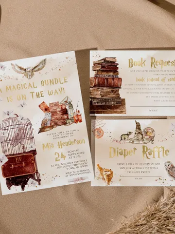 DIY Wizarding World Baby Shower Set; Magic School Baby Shower Template; School of Wizard Baby Shower invitation template; wp66 $22.95