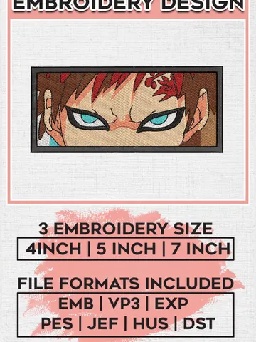 Anime Gaara Embroidery Designs, Gaara Logo Embroidery Files, Naruto Machine Embroidery Pattern, Digital Download EMB_ANIME_272 $6.99