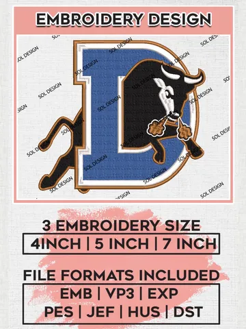 MiLB Durham Bulls Embroidery Design Files, MiLB Durham Bulls Logo, Minor League Baseball Logo Embroidery Designs, MiLB embroidery designs, Machine embroidery designs, Digital Download $6.99